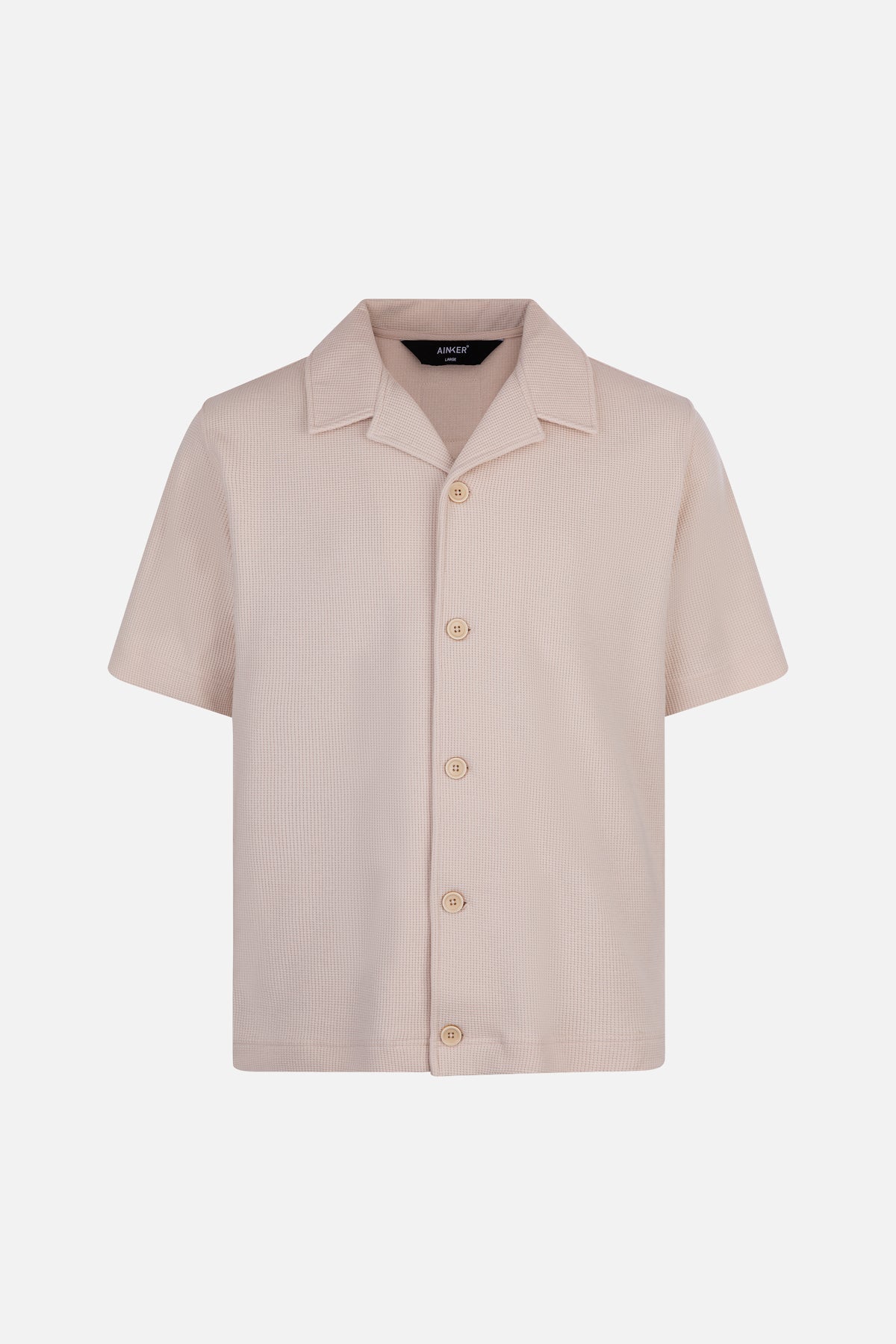 AINKER Waffle Cream Short Shirt