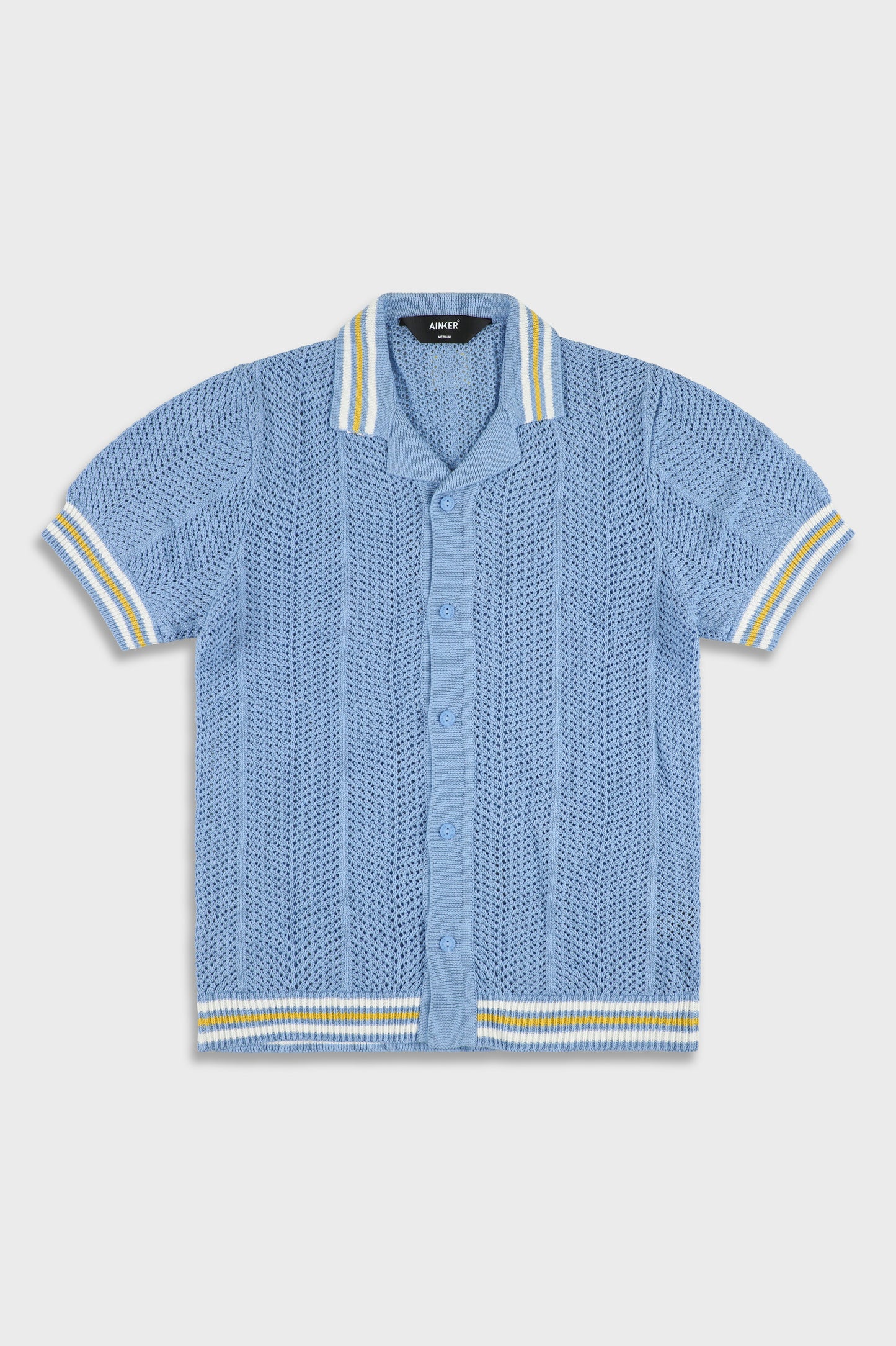 802 Blue Knit Button Shirt