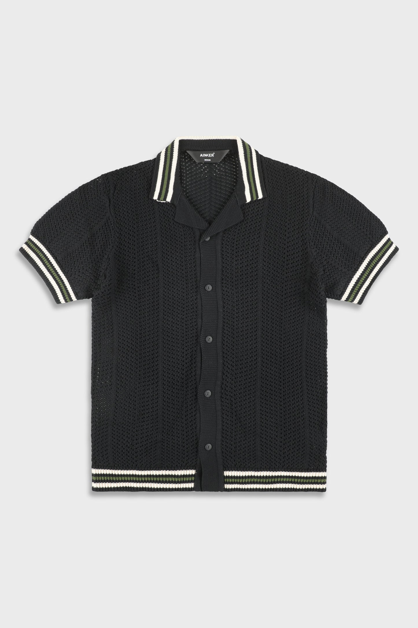 802 Black Knit Button Shirt