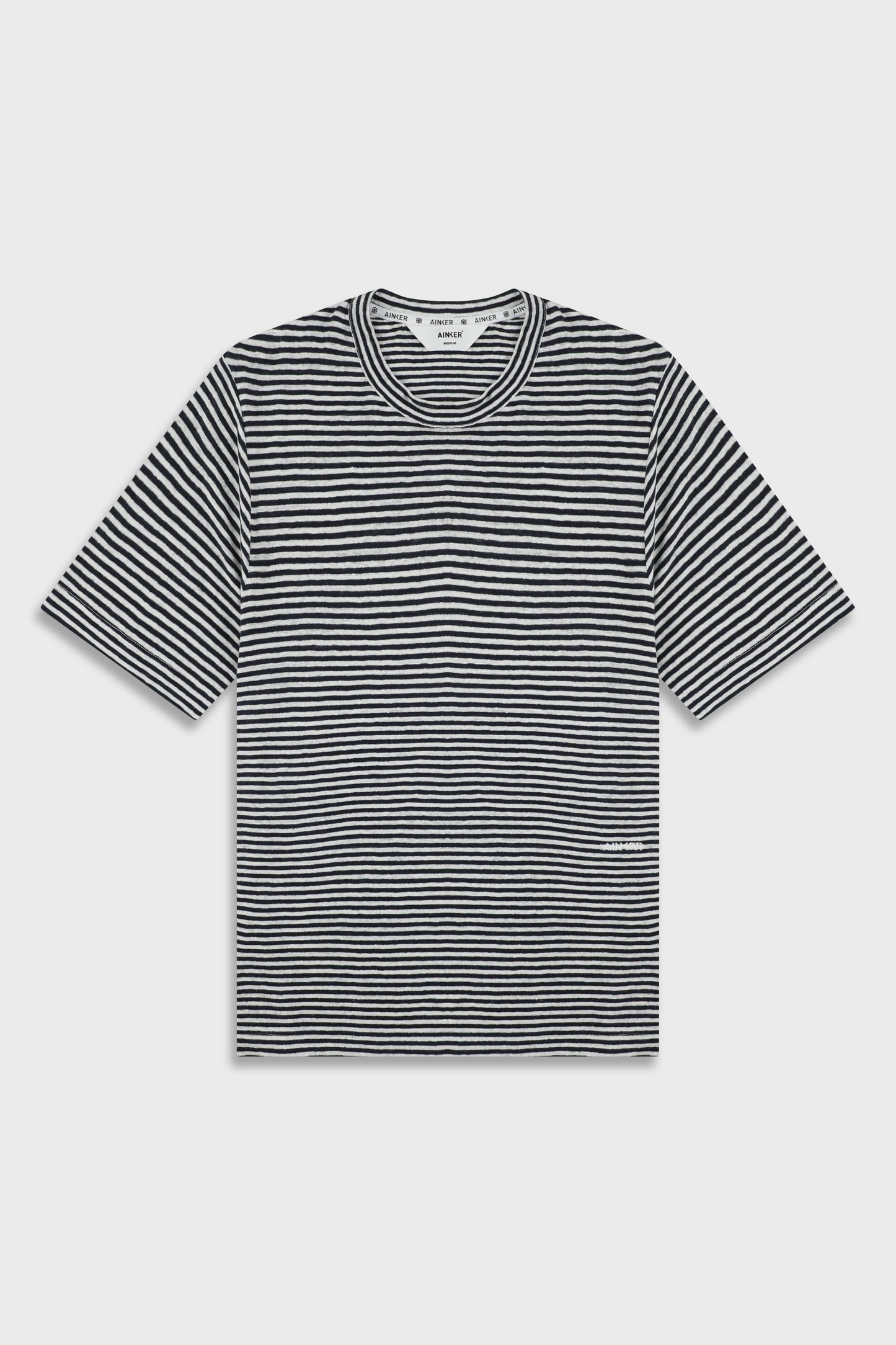White/Blue Stripe Linen 718 T-SHIRT