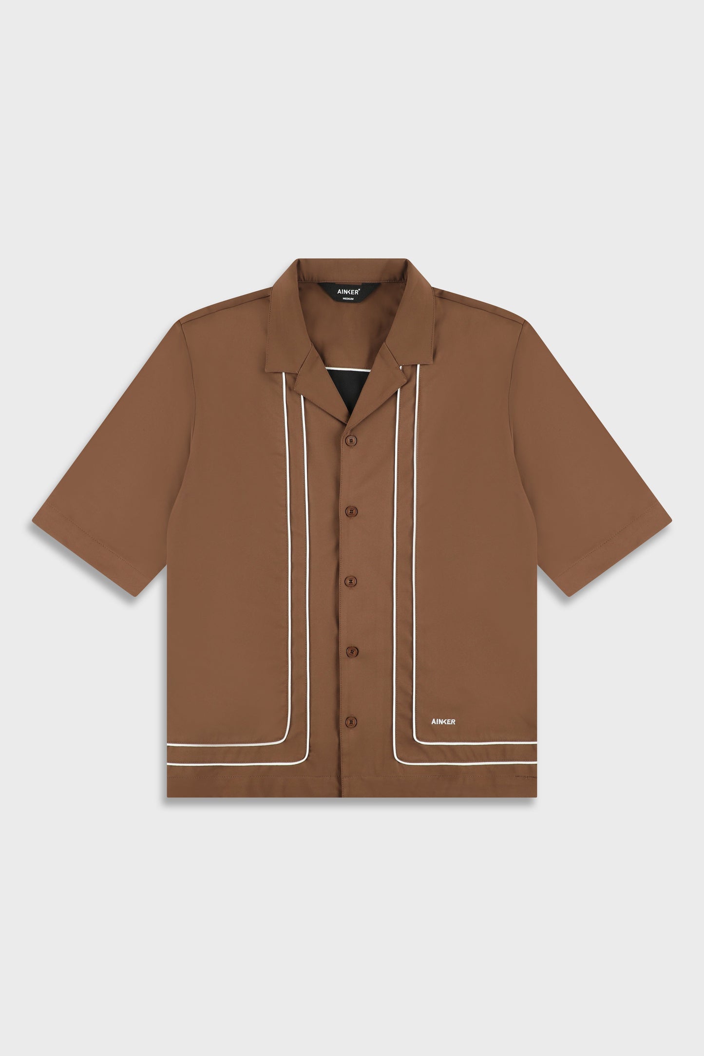 Tech 801 Brown Short Button Shirt