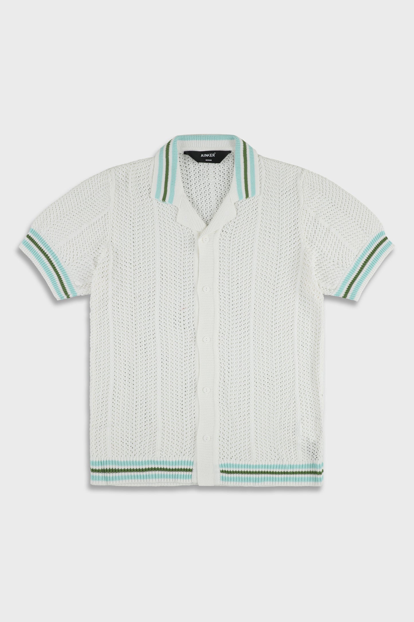 802 White Knit Button Shirt