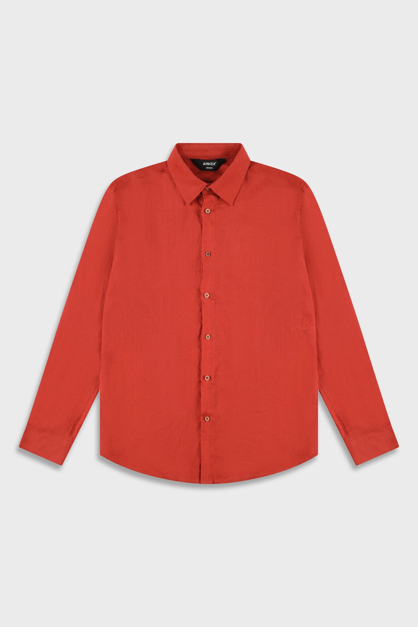 Linen Terracotta 777 Button Shirt