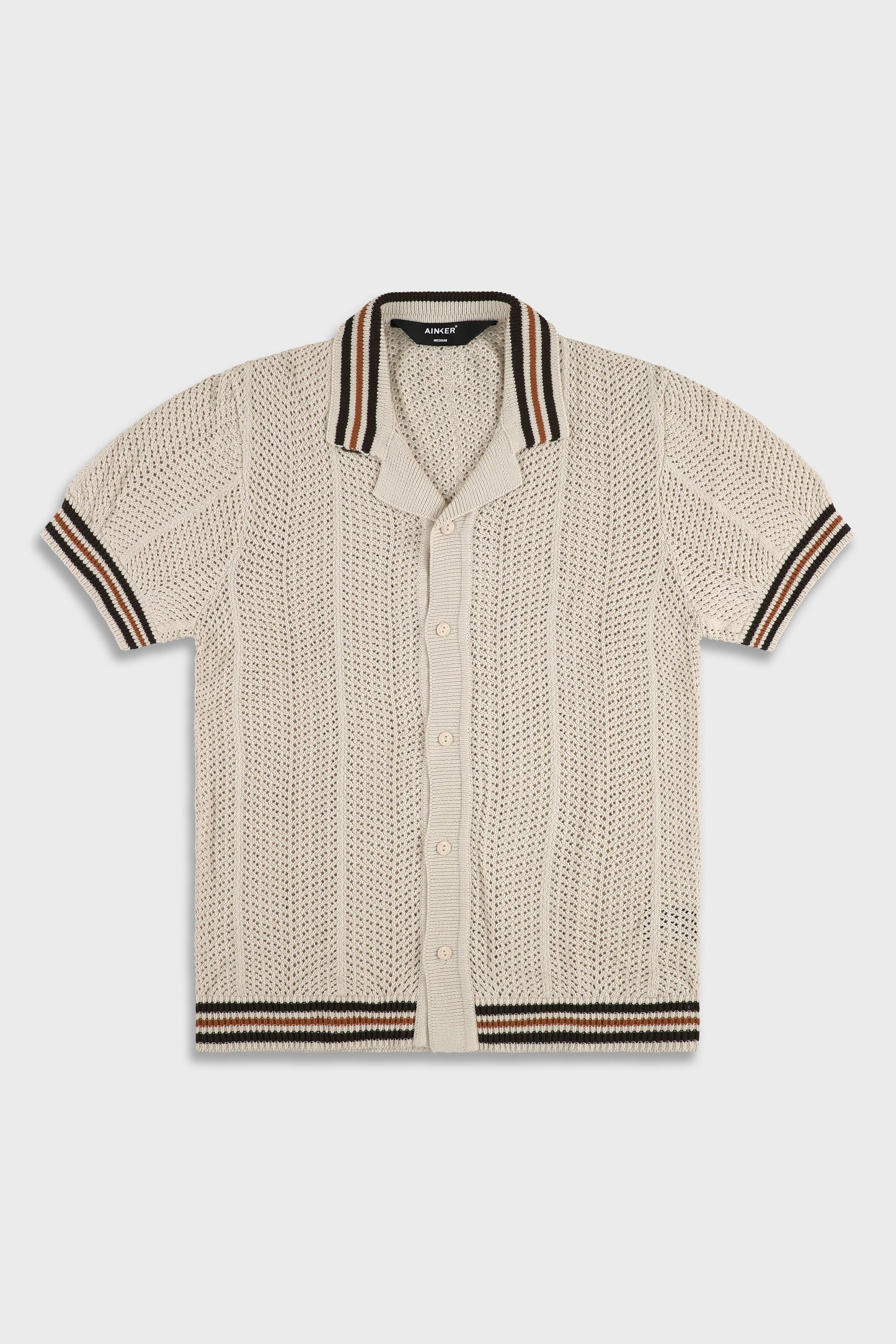 802 Mocha Knit Button Shirt