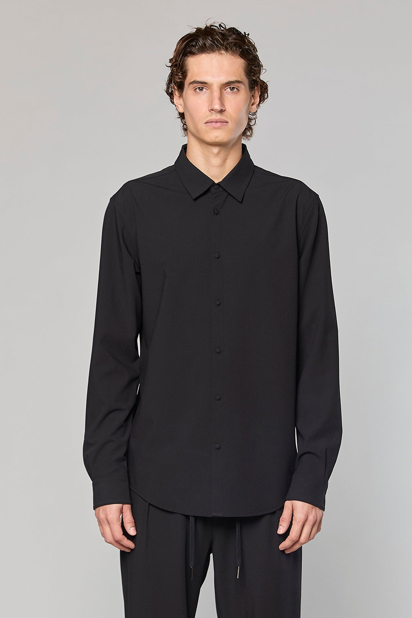 Wool Blend Black 779 Button Shirt