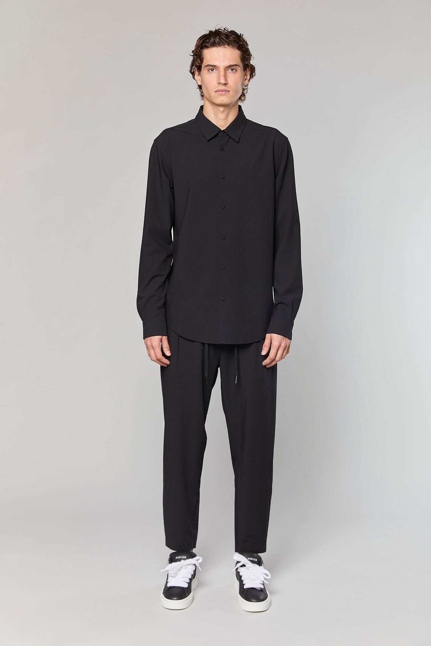Wool Blend Black 779 Button Shirt