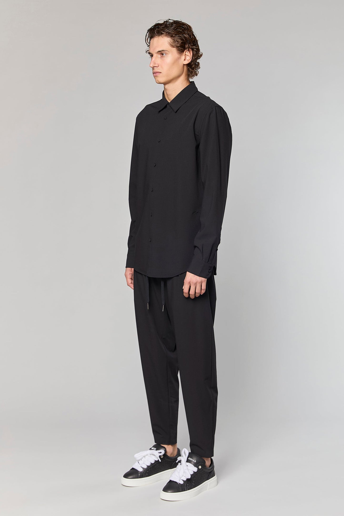 Wool Blend Black 779 Button Shirt