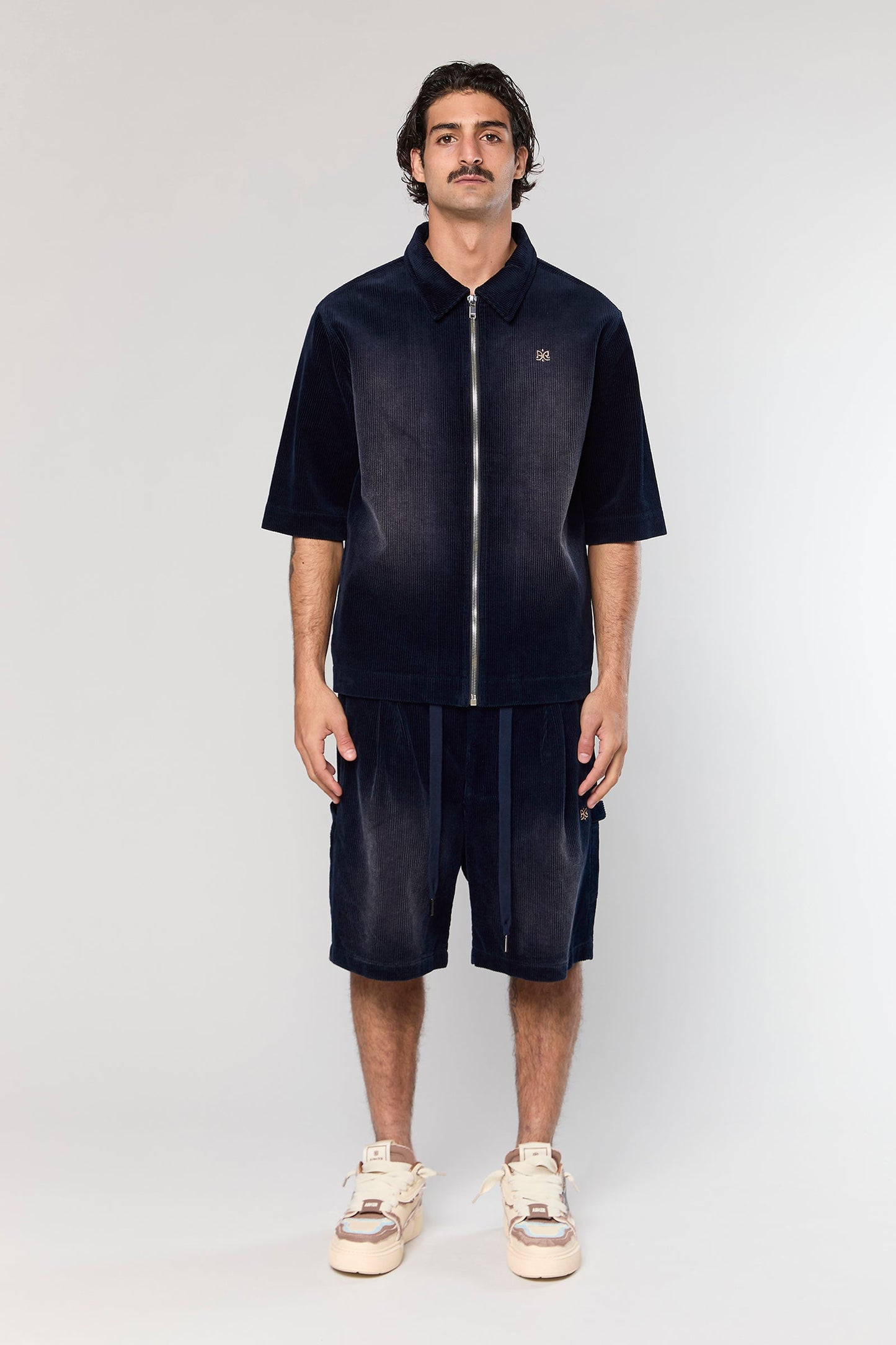 Wash Corduroy 708 Navy Short Jacket
