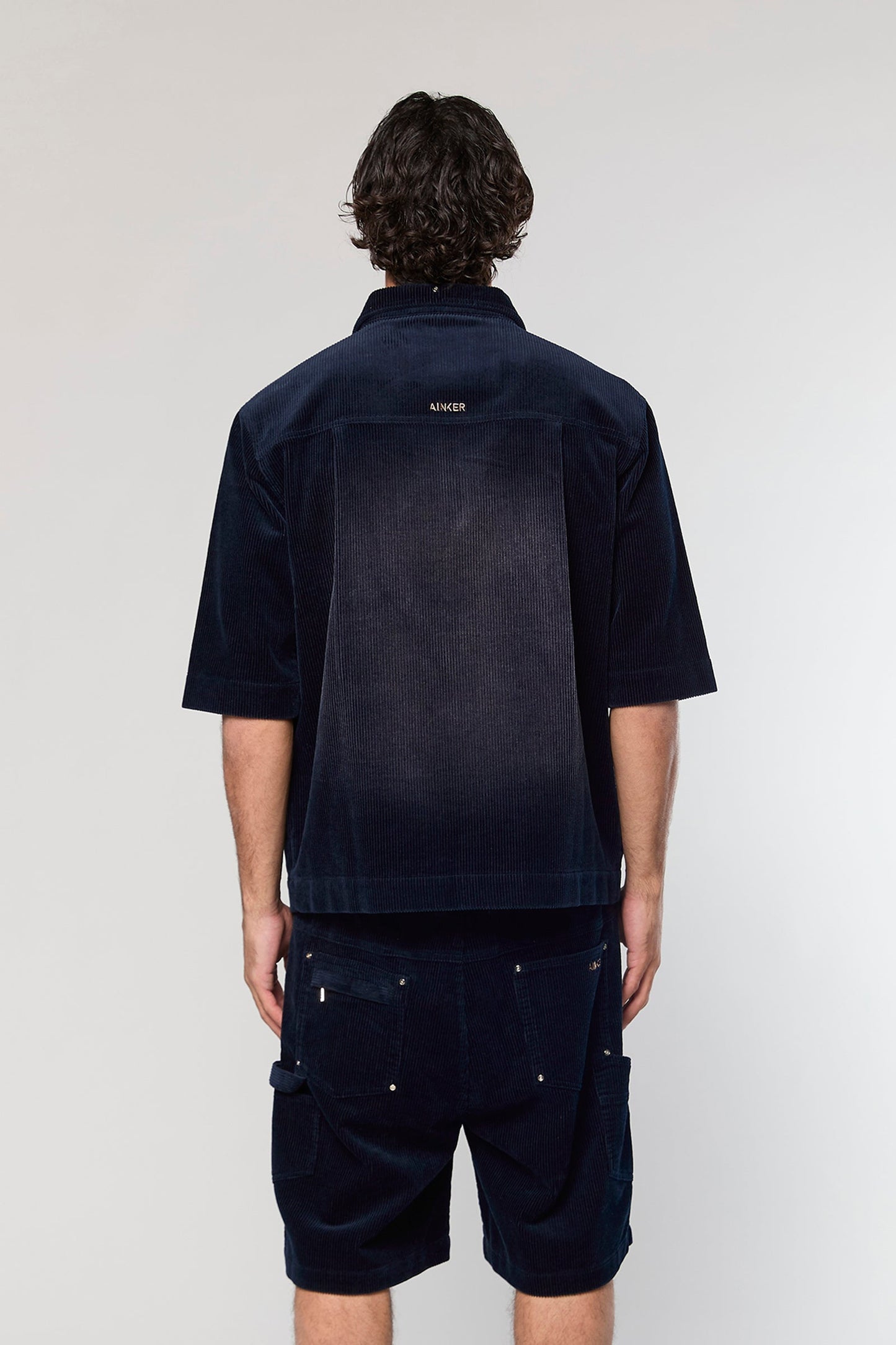Wash Corduroy 708 Navy Short Jacket