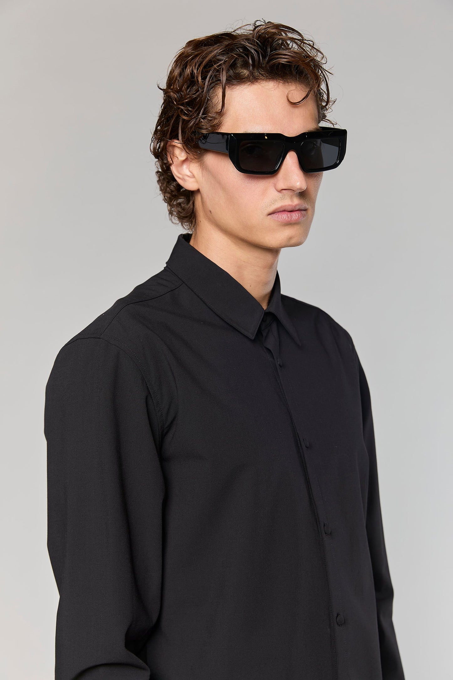 Wool Blend Black 779 Button Shirt