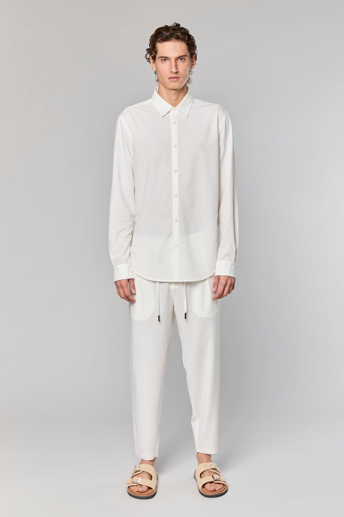 Wool Blend White 779 Button Shirt