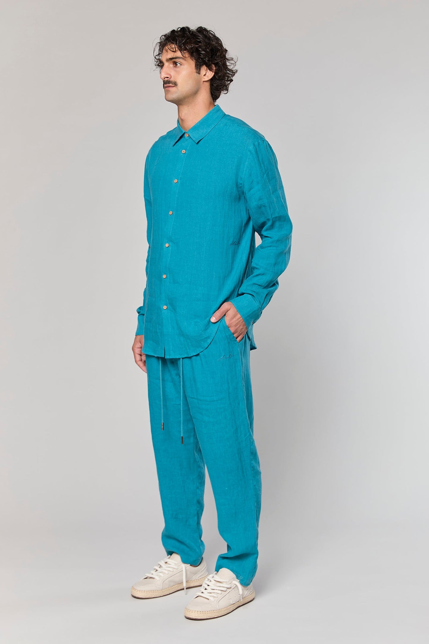 Linen 777 Turquoise Pants