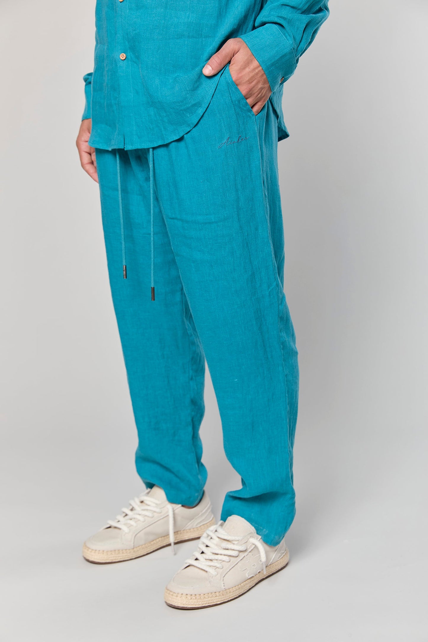 Linen 777 Turquoise Pants