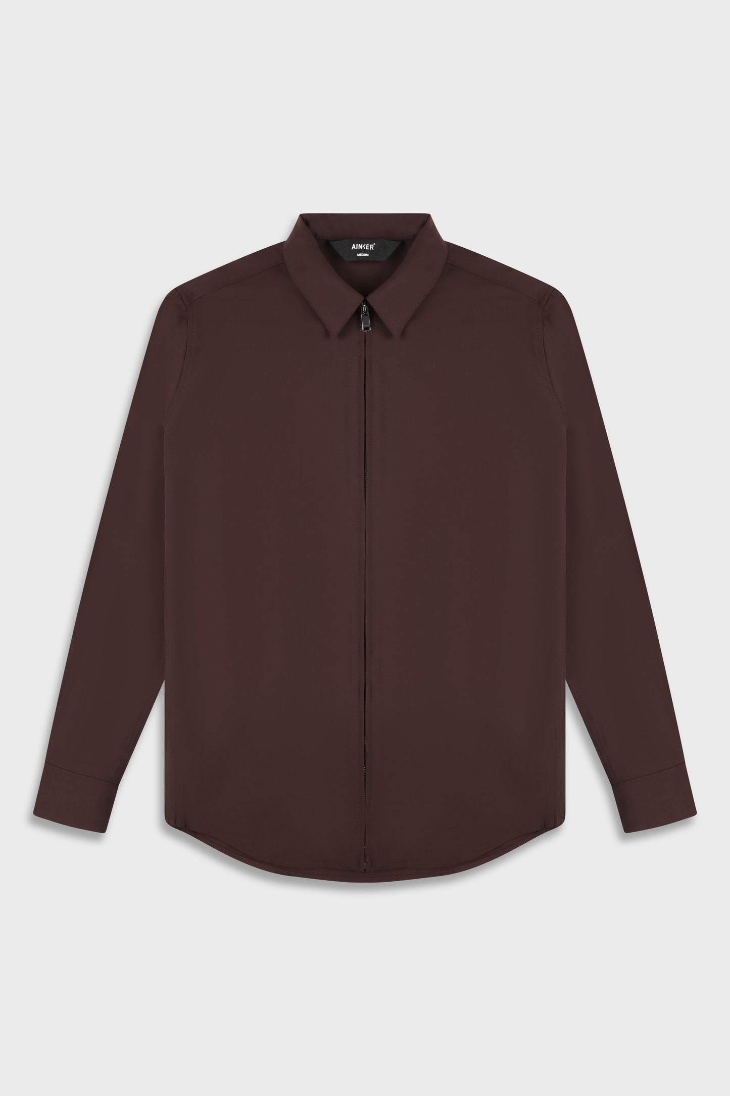 Wool Blend Brown 778 Zipper Shirt