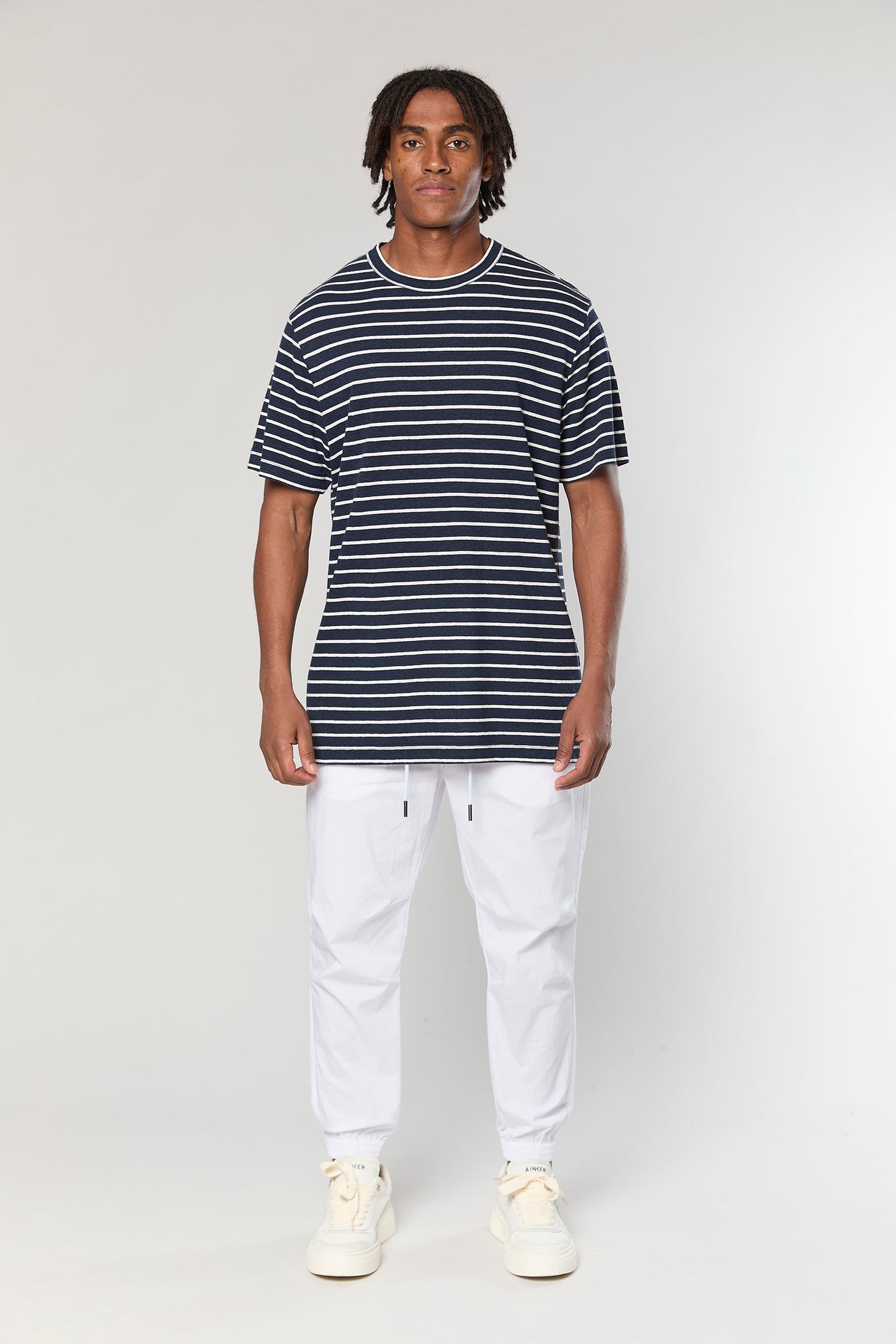 Blue Stripe Linen 718 T-SHIRT