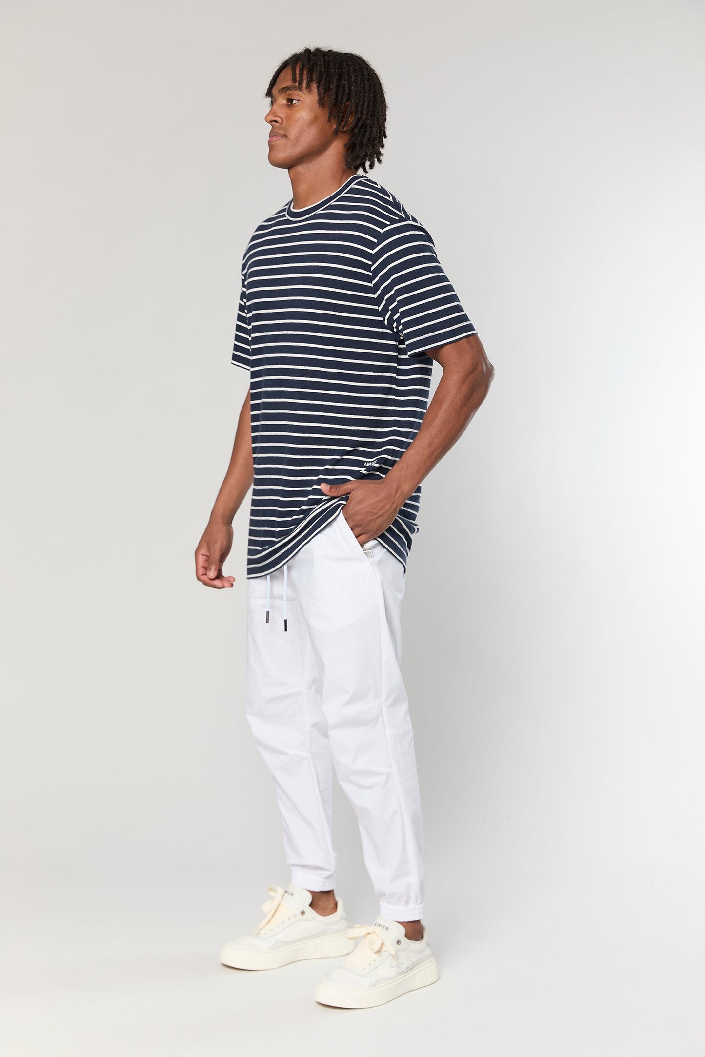 Blue Stripe Linen 718 T-SHIRT