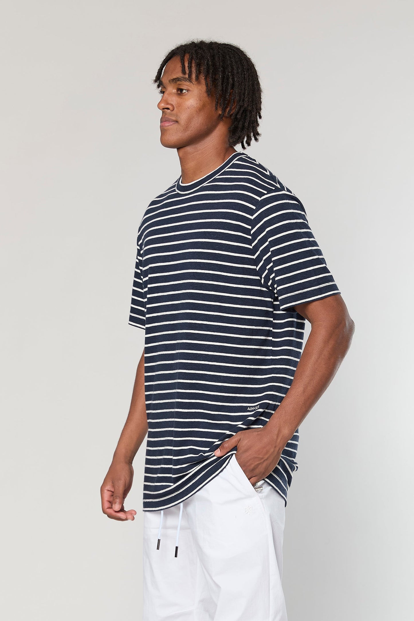 Blue Stripe Linen 718 T-SHIRT