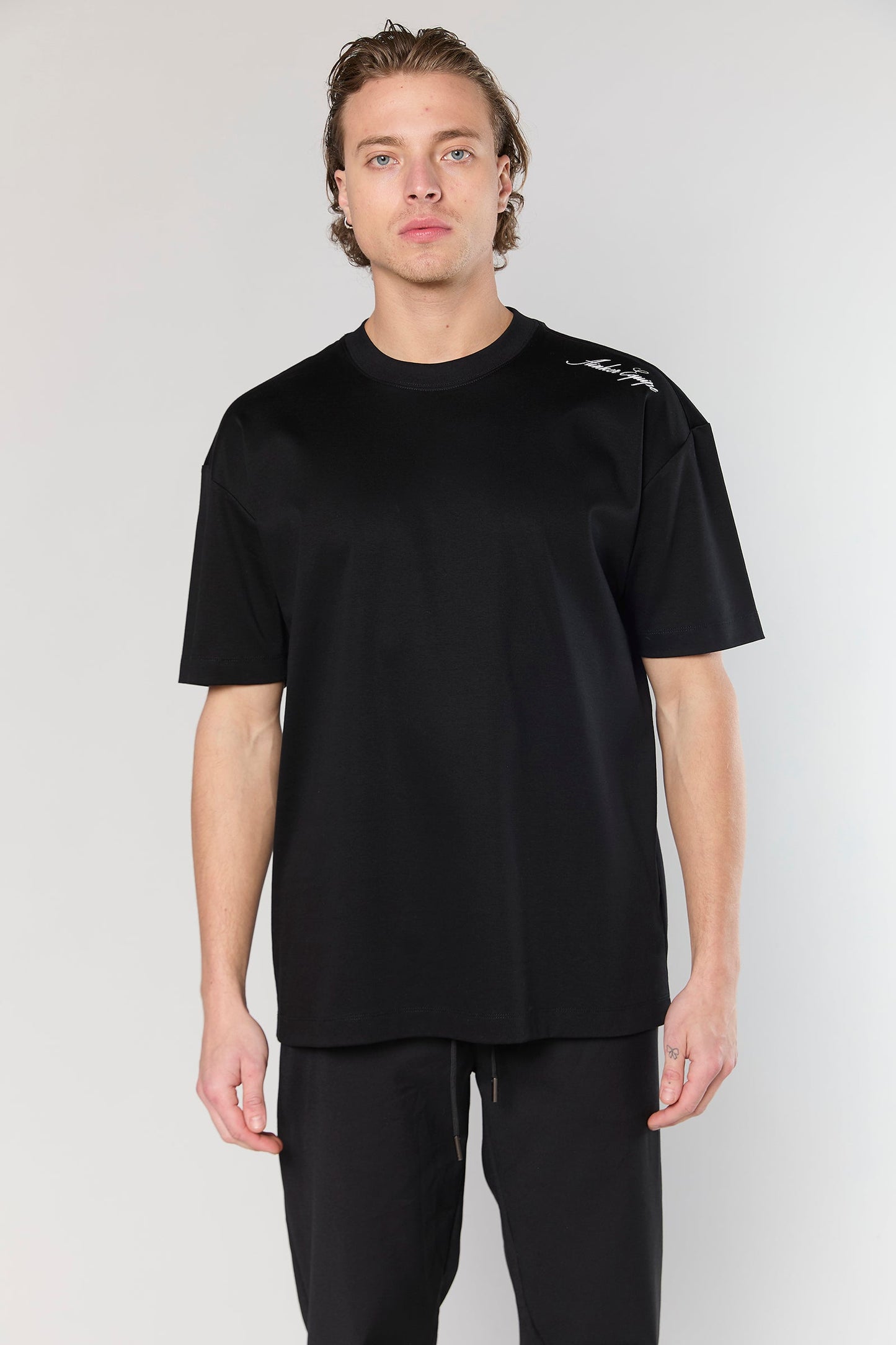 Mercerized 747 Black T-Shirt