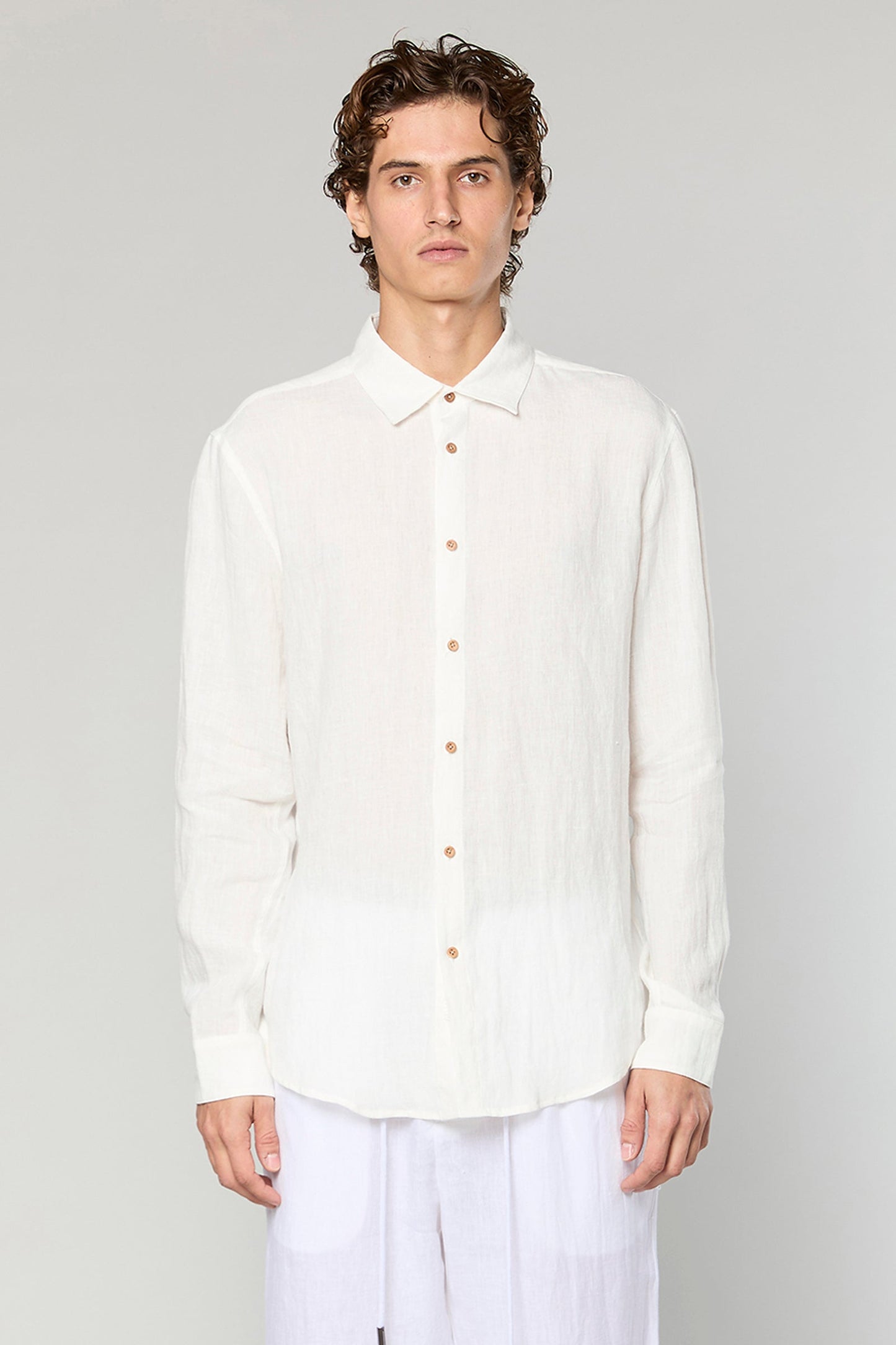 Linen White 777 Button Shirt