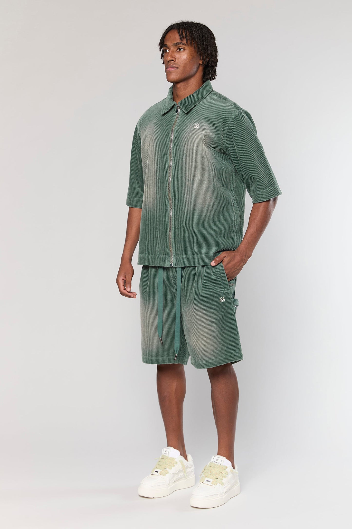 Wash Corduroy 708 Olive Short Jacket