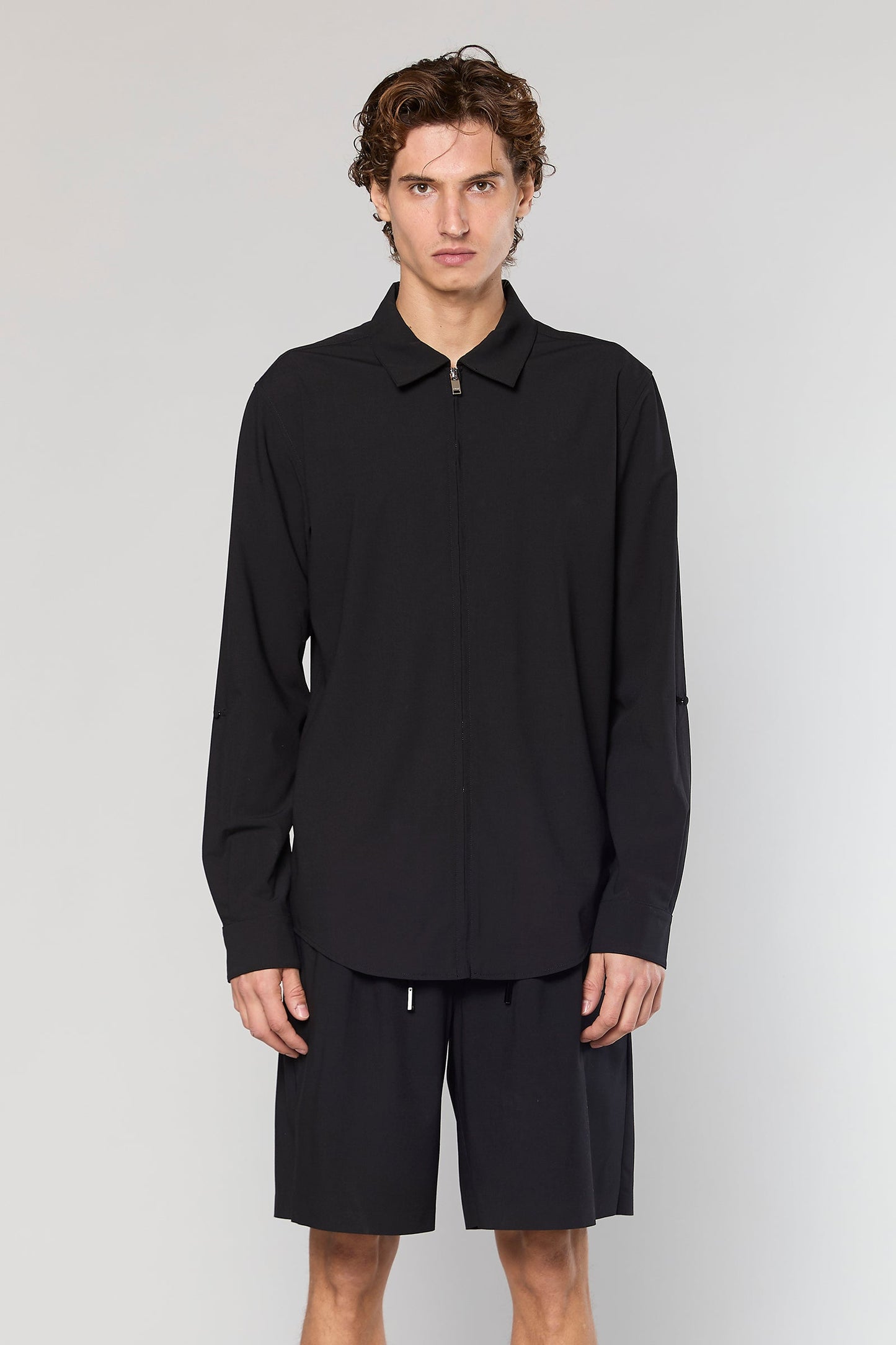 Wool Blend Black 778 Zipper Shirt