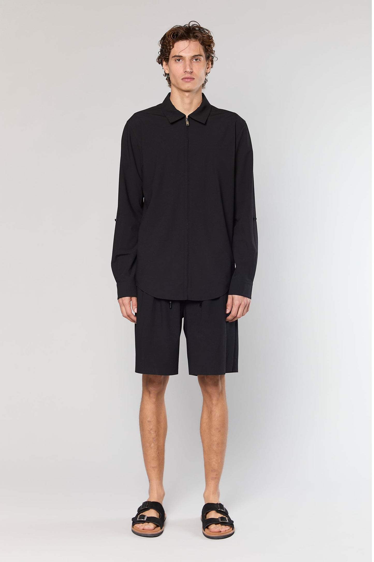 Wool Blend Black 778 Zipper Shirt