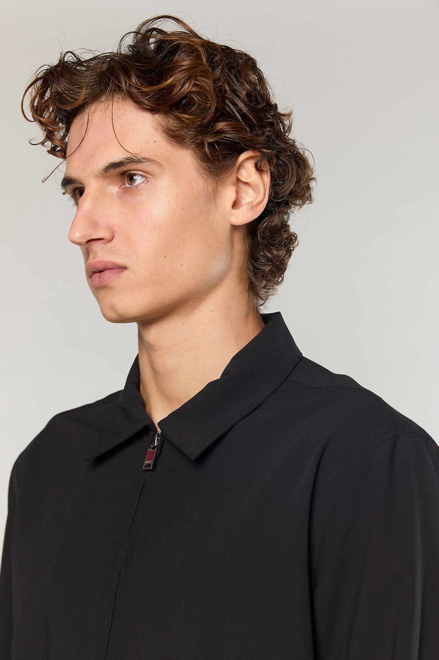 Wool Blend Black 778 Zipper Shirt