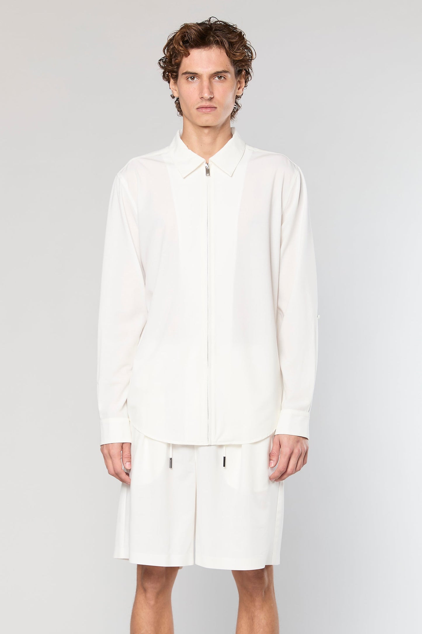 Wool Blend White 778 Zipper Shirt