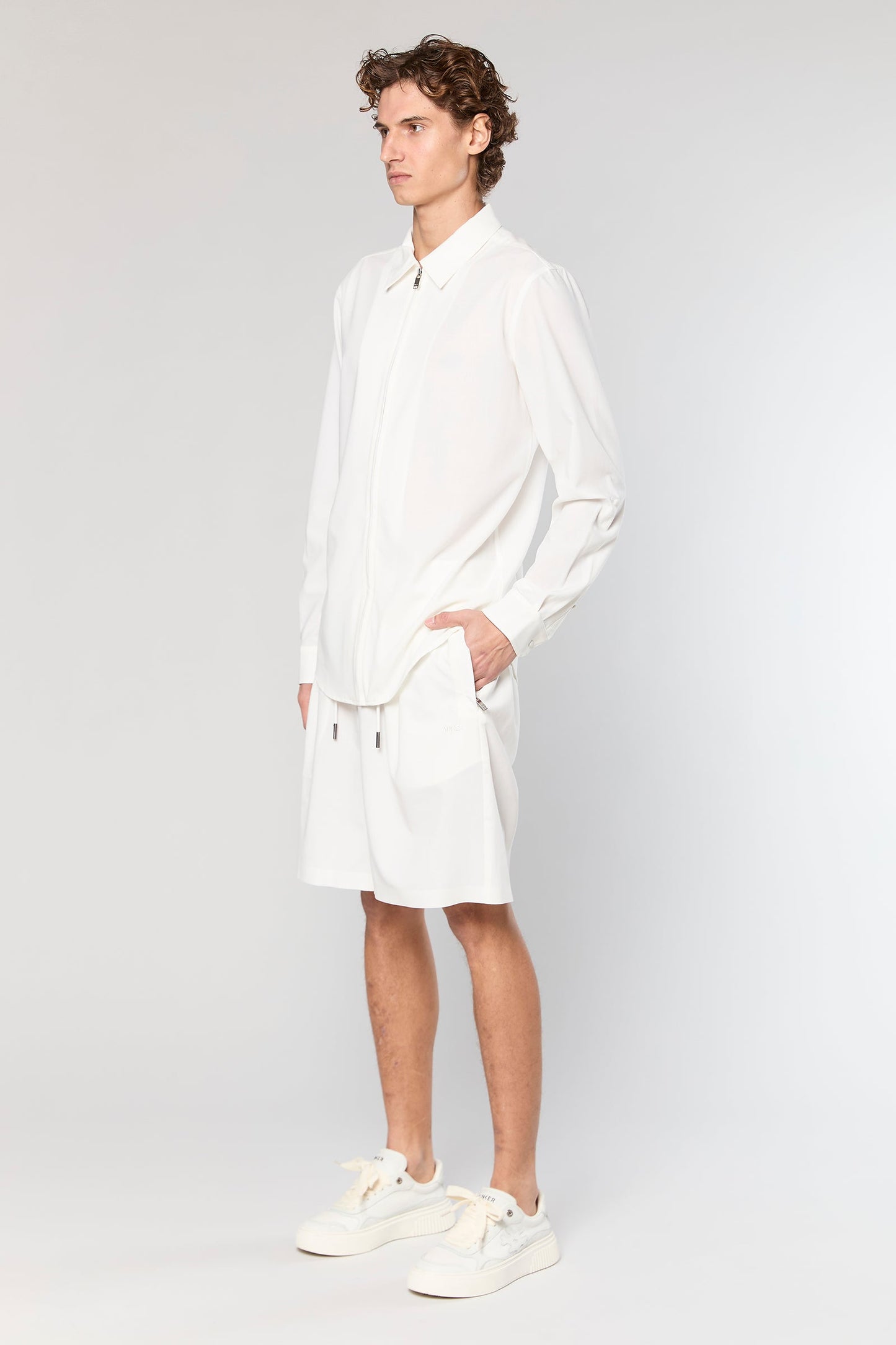 Wool Blend White 778 Zipper Shirt