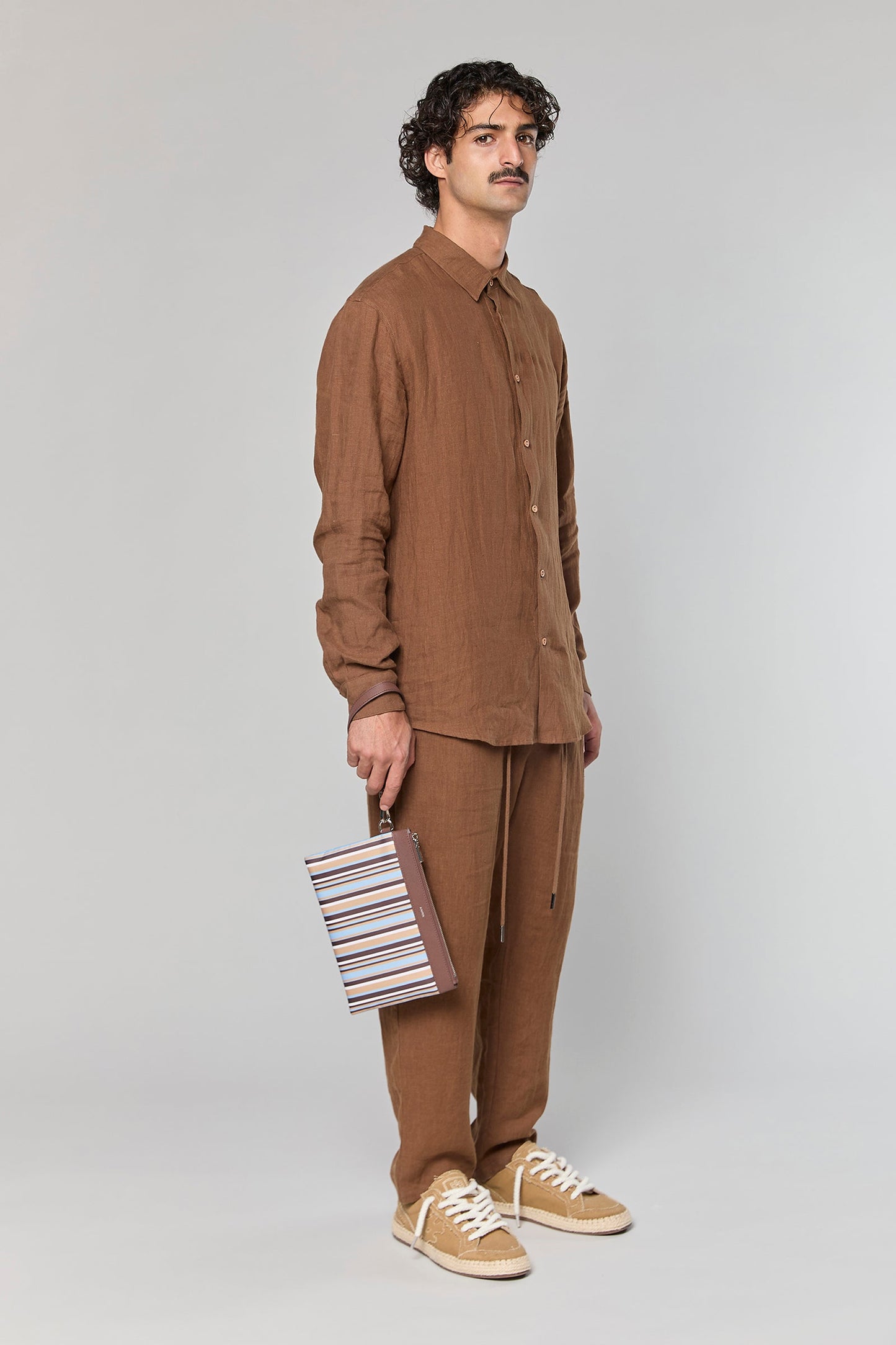 Linen Brown 777 Button Shirt