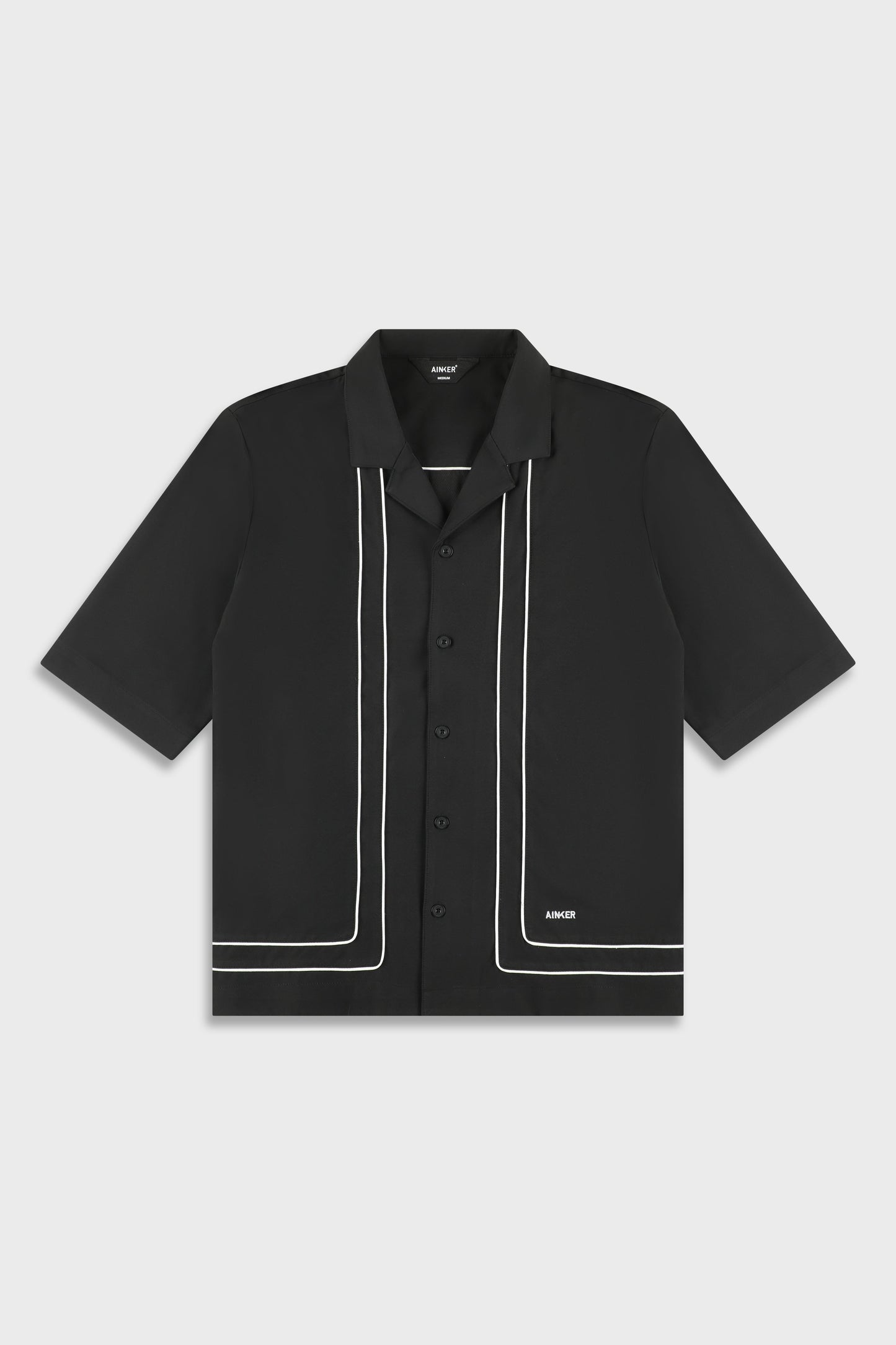 Tech 801 Black Short Button Shirt