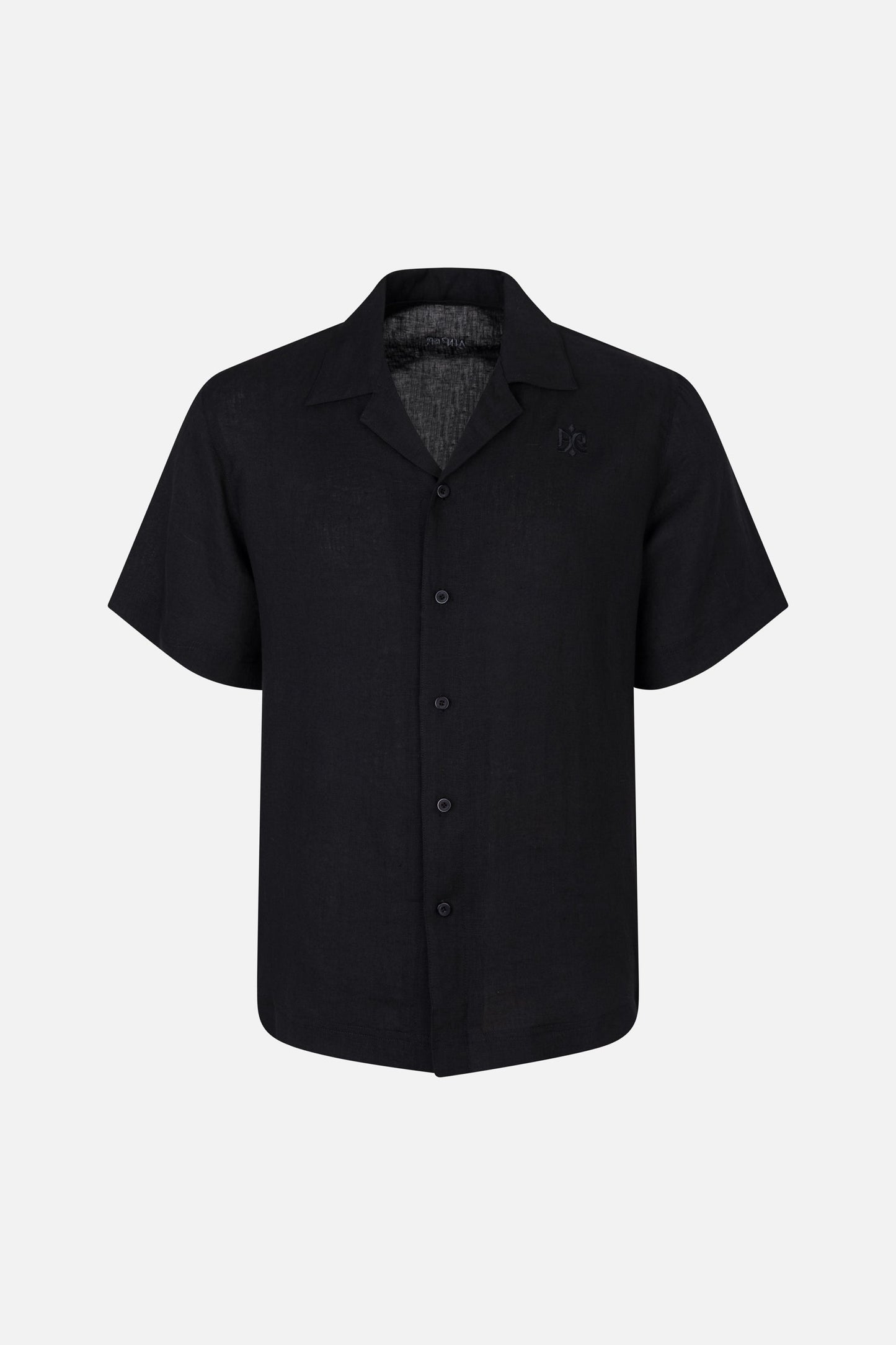 Linen Short Black Button Shirt