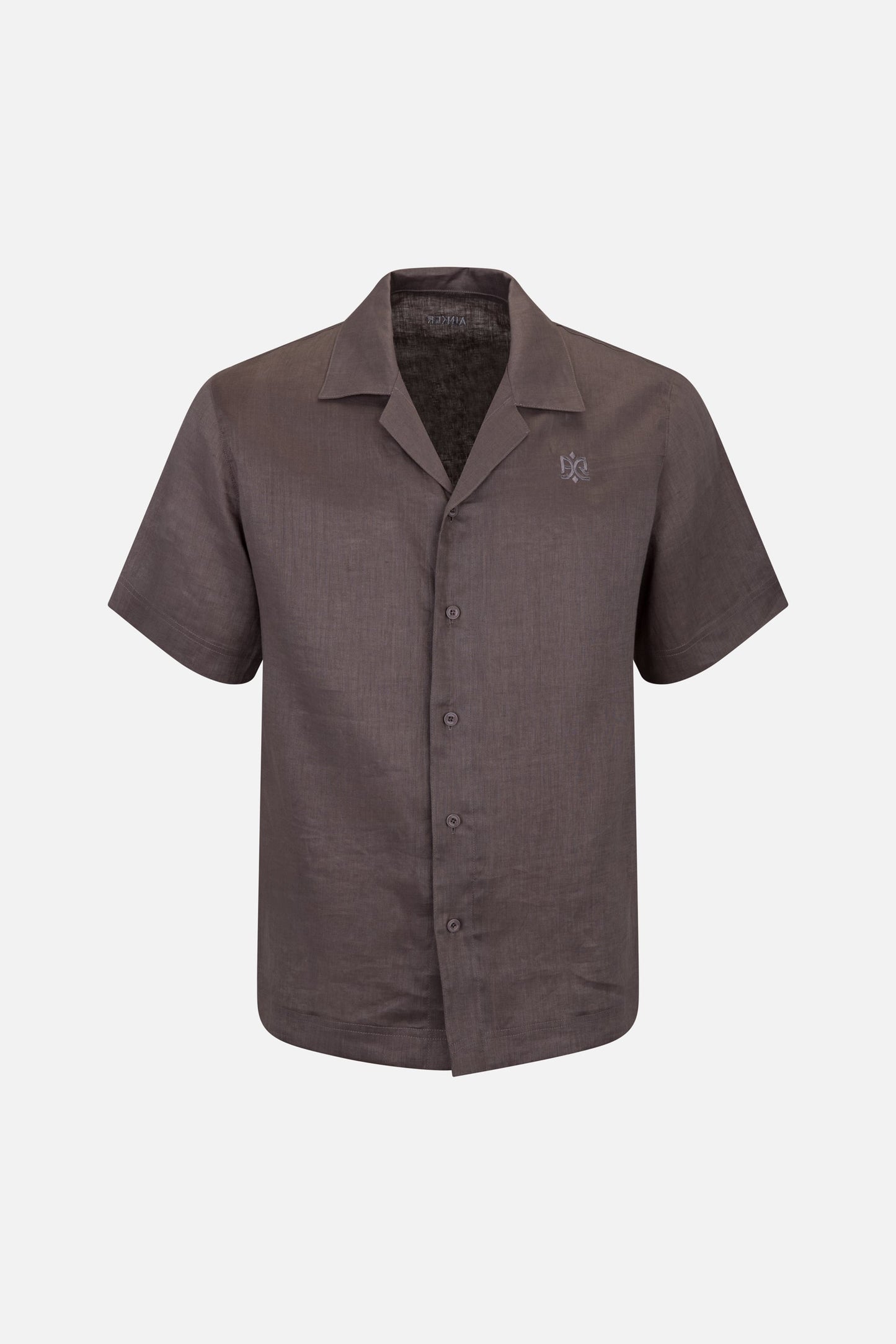 Linen Short Mocha Button Shirt