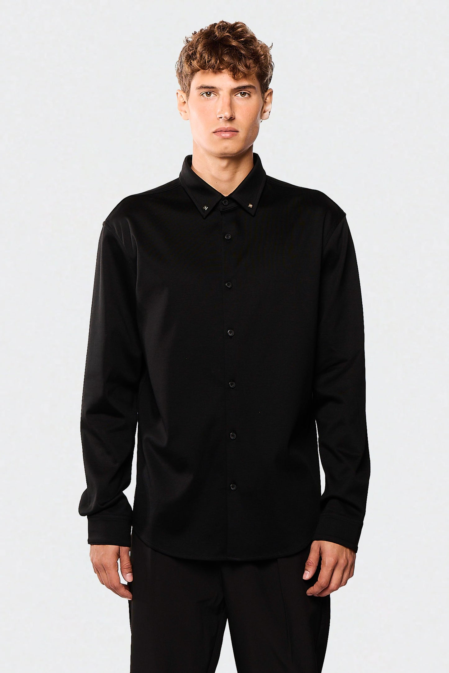 Black Mercerize 642 Button Shirt