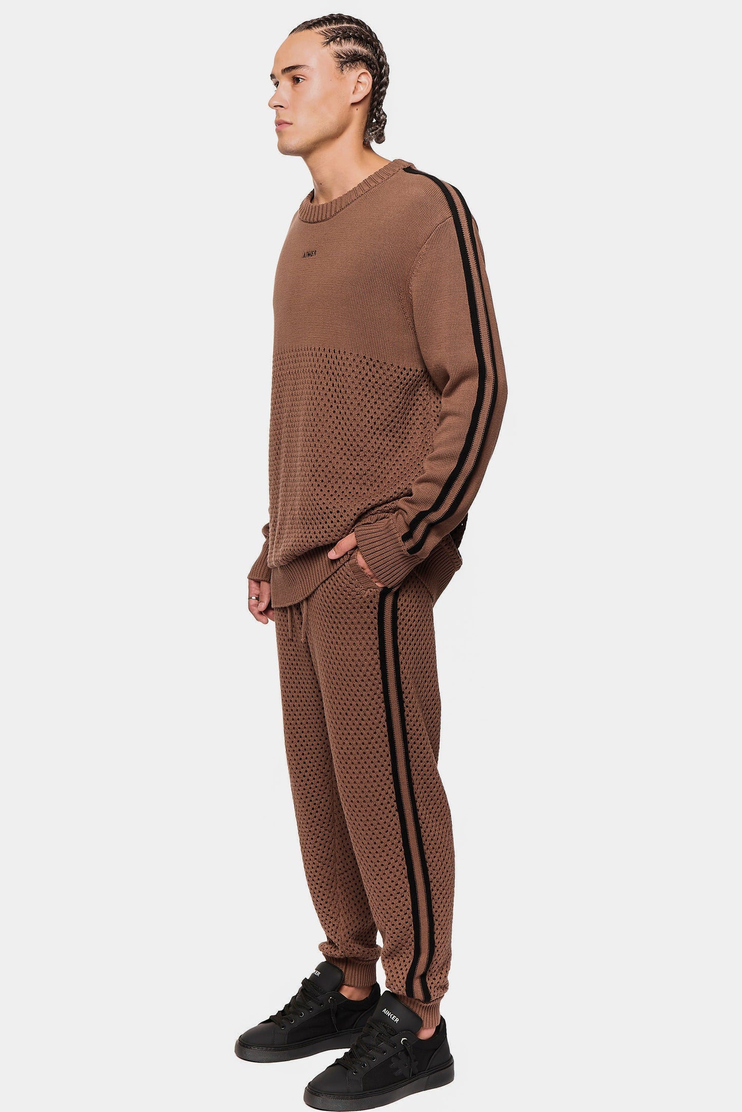 Brown Mesh 637  Long Pant