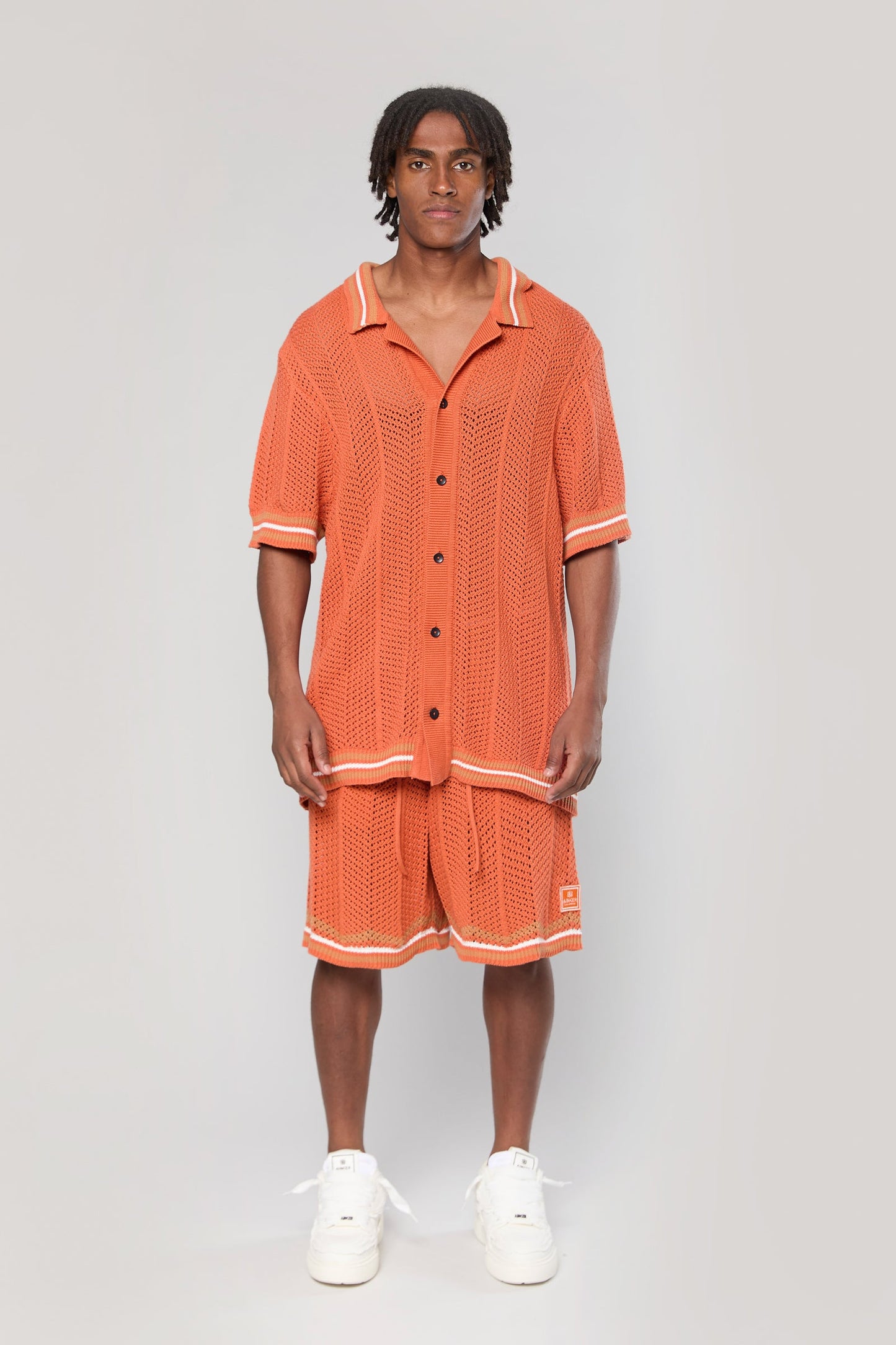 802 Terracotta Knit Button Shirt